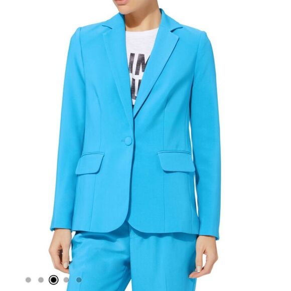 FRAME Malibu Blue One Button Blazer Jacket – Size 6 – Vibrant Turquoise Workwear - Picture 2 of 11